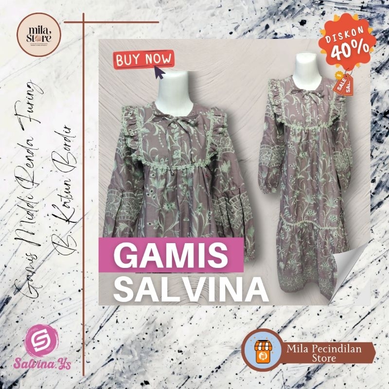 Salvina. YS: Gamis Midi Renda Furing B. Katun Bordir Dapatkan Kualitas Terbaik dengan harga terjangk