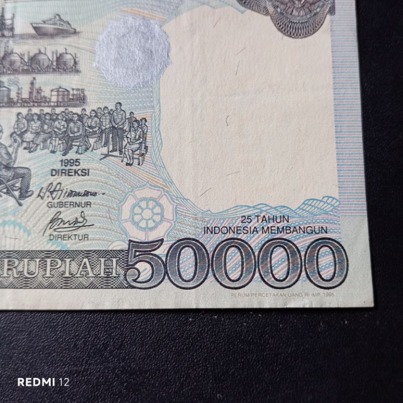 uang kertas kuno 50000 rupiah suharto kertas emisi perdana tahun 1995 imp 1995 bekas asli baik