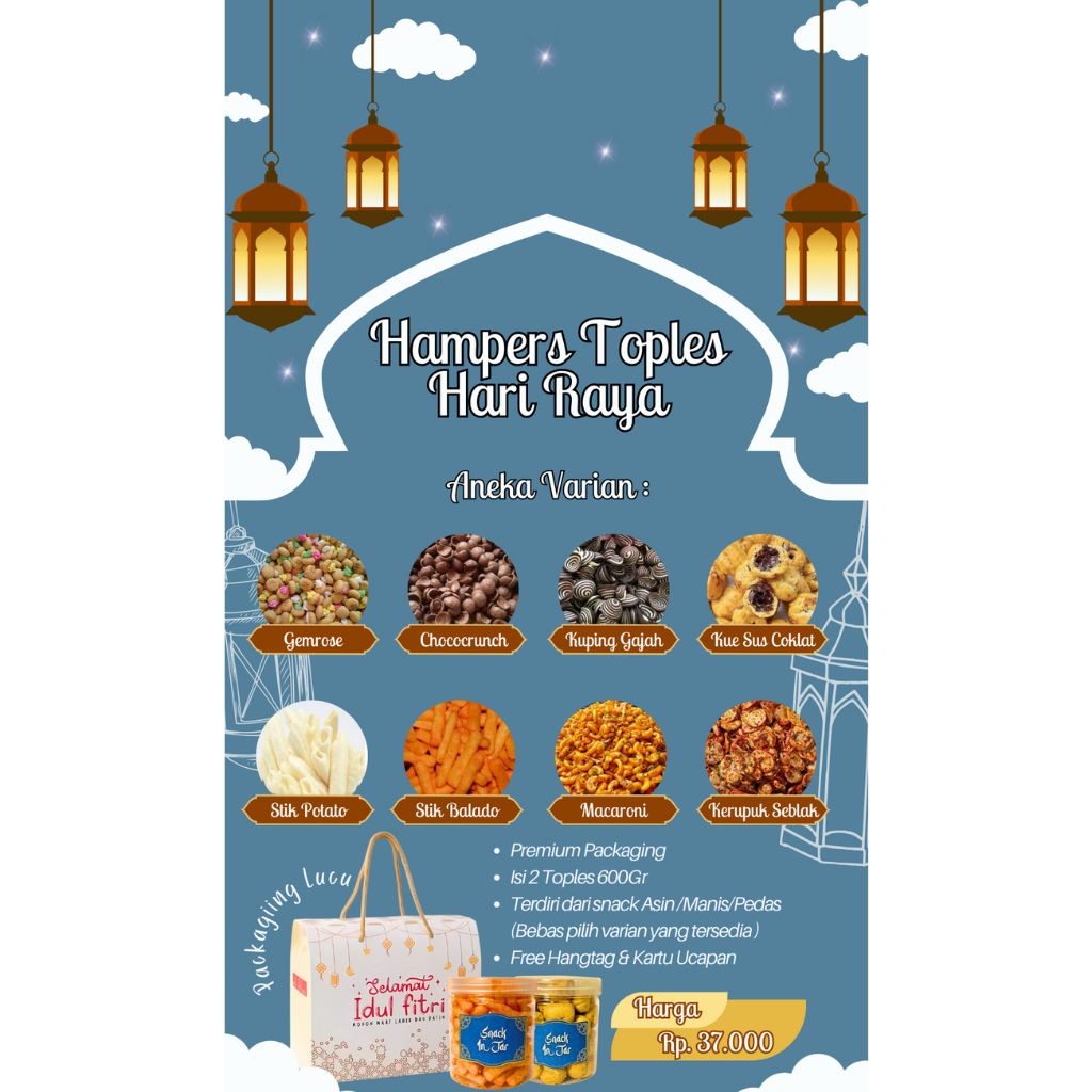 

Paket Hampers Toples Ramadhan hampers topples Ramadhan aneka varian || isi 2 toples 600gr