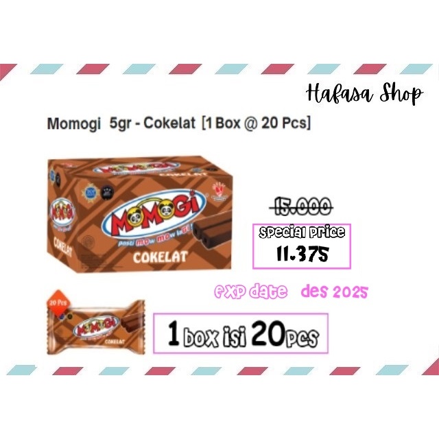 

Momogi 5 gr Rasa Cokelat 1 Box isi 20 pcs