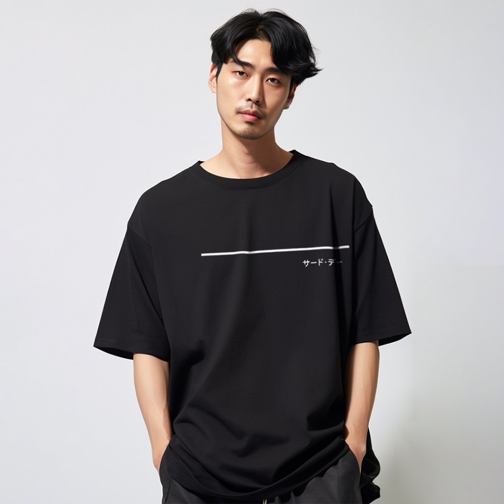 Kaos Oversize Scuba Lux Tebal "Line Over Katakana" Hitam MTV22 Navy MTV23 Maroon MTV24 Putih MTV25