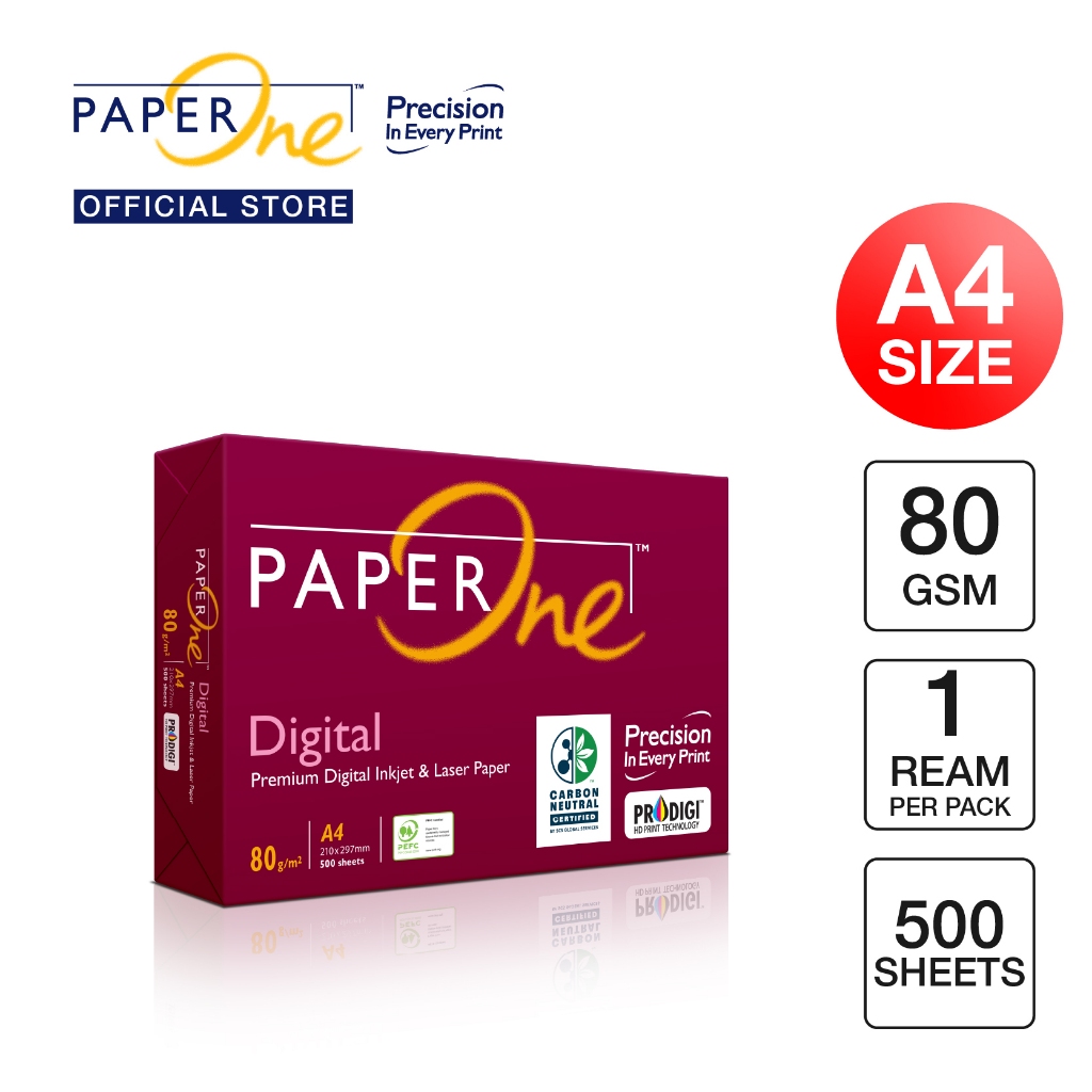 

PaperOne Kertas A4 80gr Digital Carbon Neutral 1 Rim (500 lembar) Kertas HVS