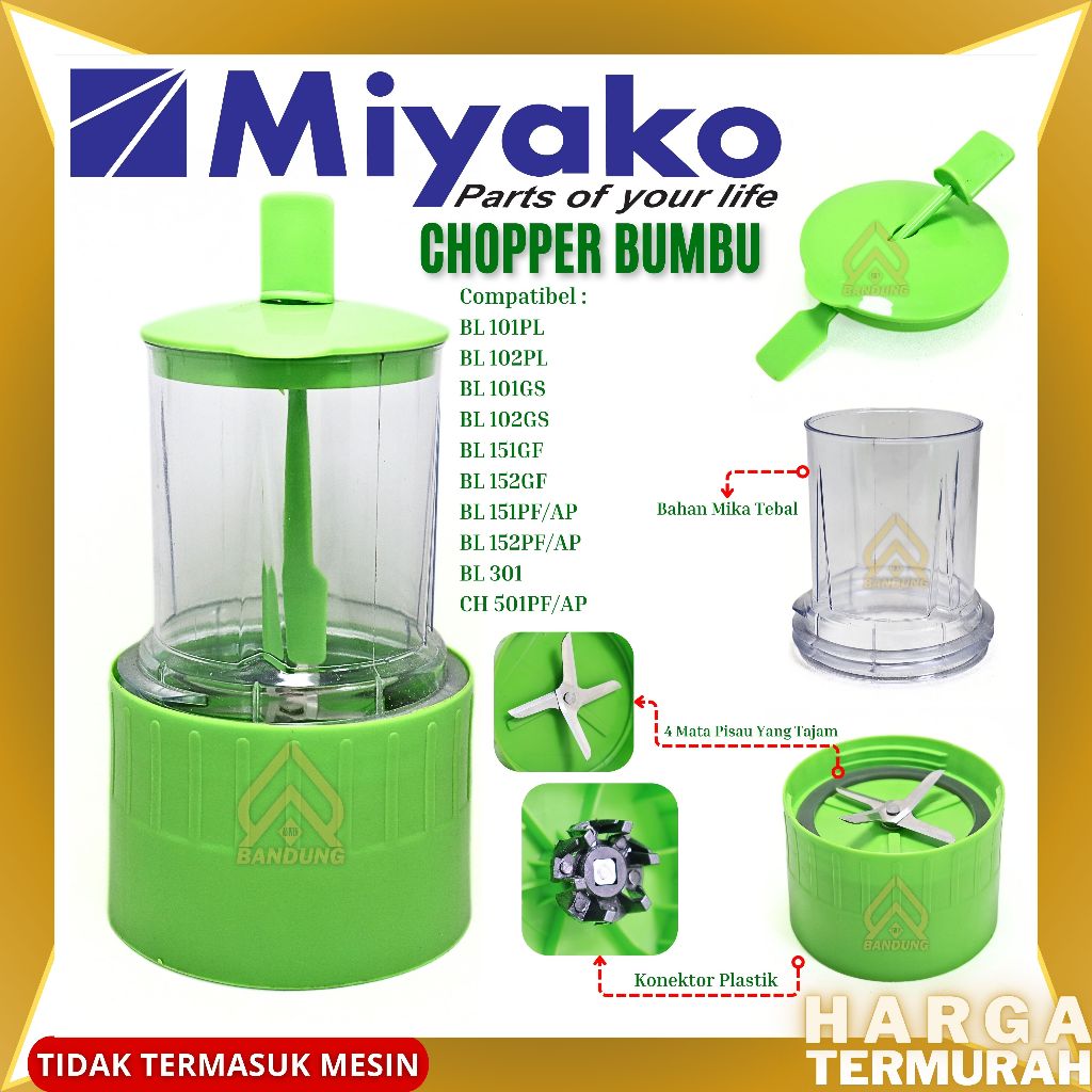 CHOPPER SET BUMBU BASAH MIYAKO GEAR PLASTIK | CHOPPER BUMBU BASAH | BLENDER SET MIYAKO GEAR PLASTIK 
