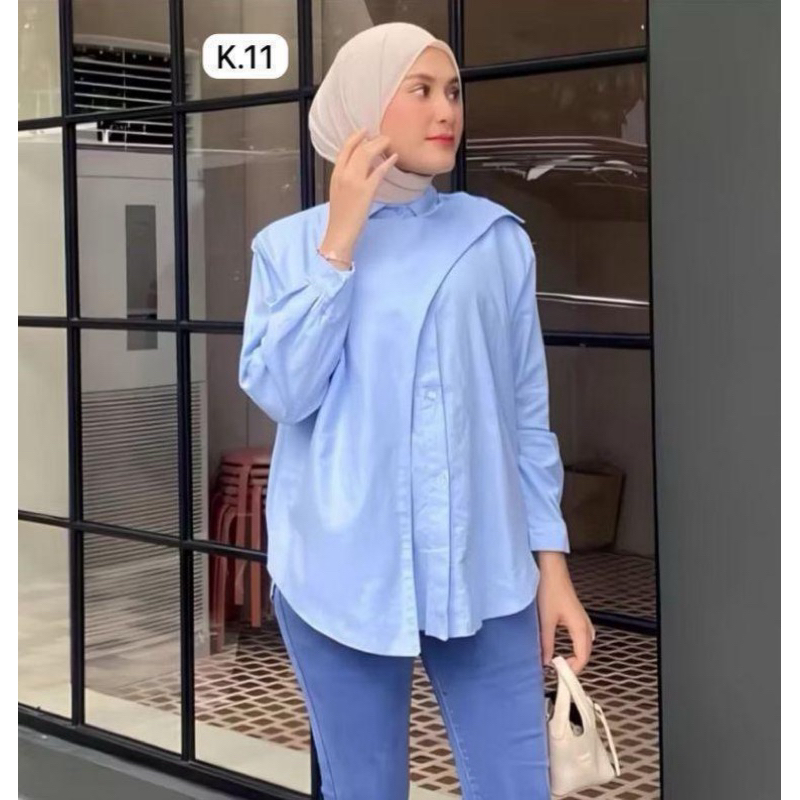 Kemeja Wanita Hawa Shirt Linen Oversize Atasan Wanita Hijab