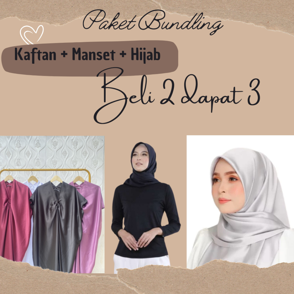 BUNDLING 3 IN ONE Kaftan Polos Satin Silk PREMIUM / Kaftan Lebaran Satin Polos PREMIUM/Kaftan Polos 