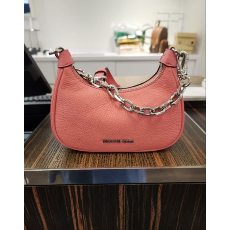 MK Cora Mini Zip Pouchette Leather Pink