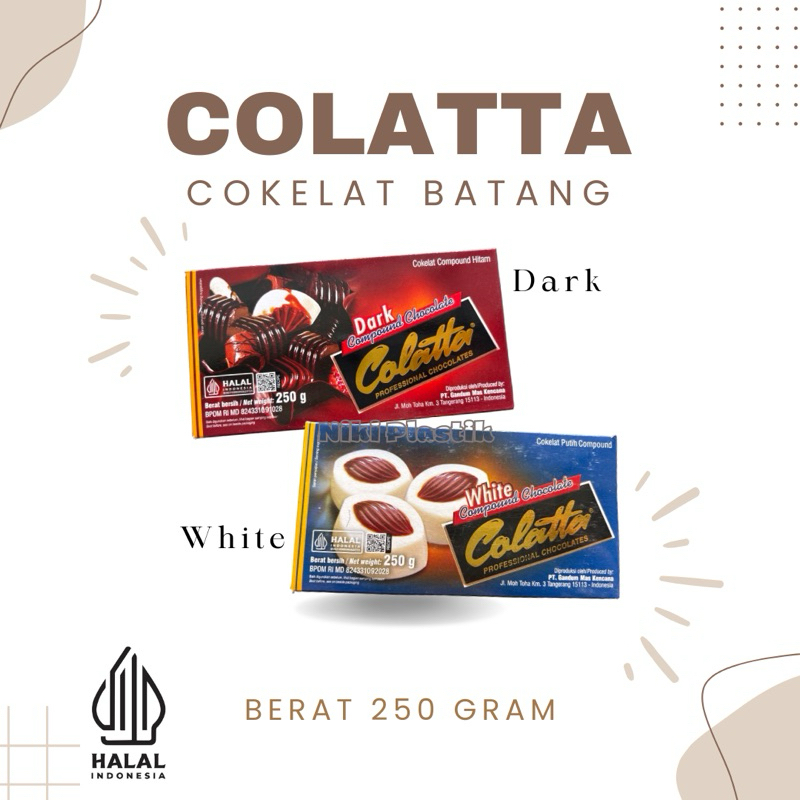 

Colatta 250gr / Dark & White / Cokelat Batang