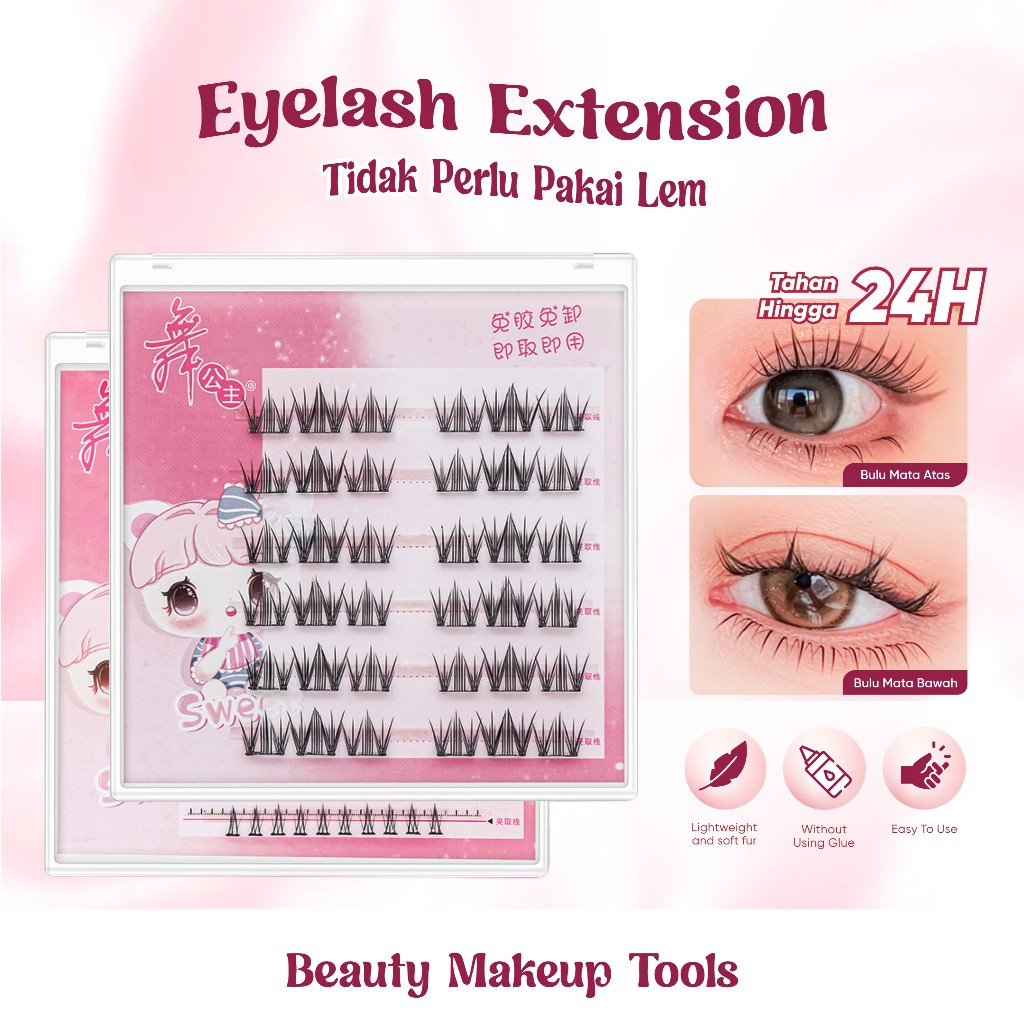 AMY'S DIARY Bulu Mata Palsu Instan Tidak Perlu Pakai Lem Individual Eyelashes Reusable Make up Douyi