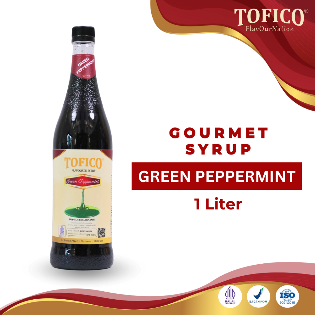 

Syrup Green Peppermint Tofico / Sirup Rasa Green Peppermint Premium 1 Liter / Tofico Syrup Official