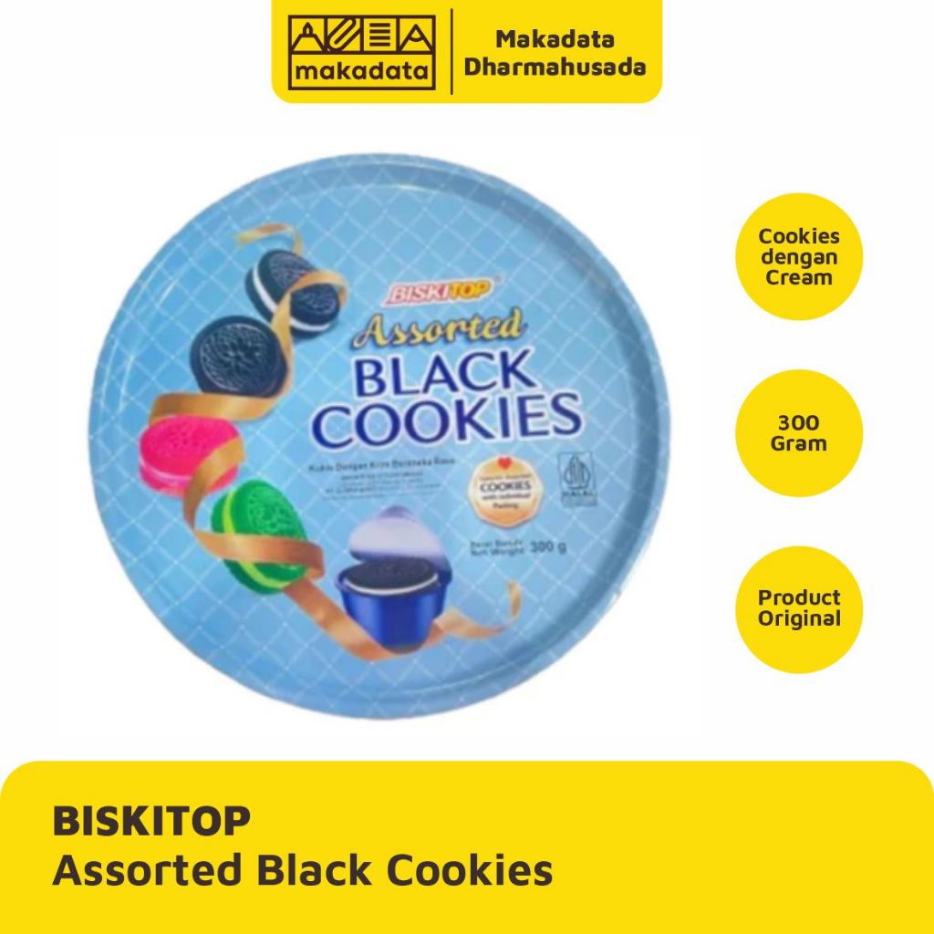 

BISKITOP BLACK COOKIES ASSORTED KALENG BULAT 300 GRAM