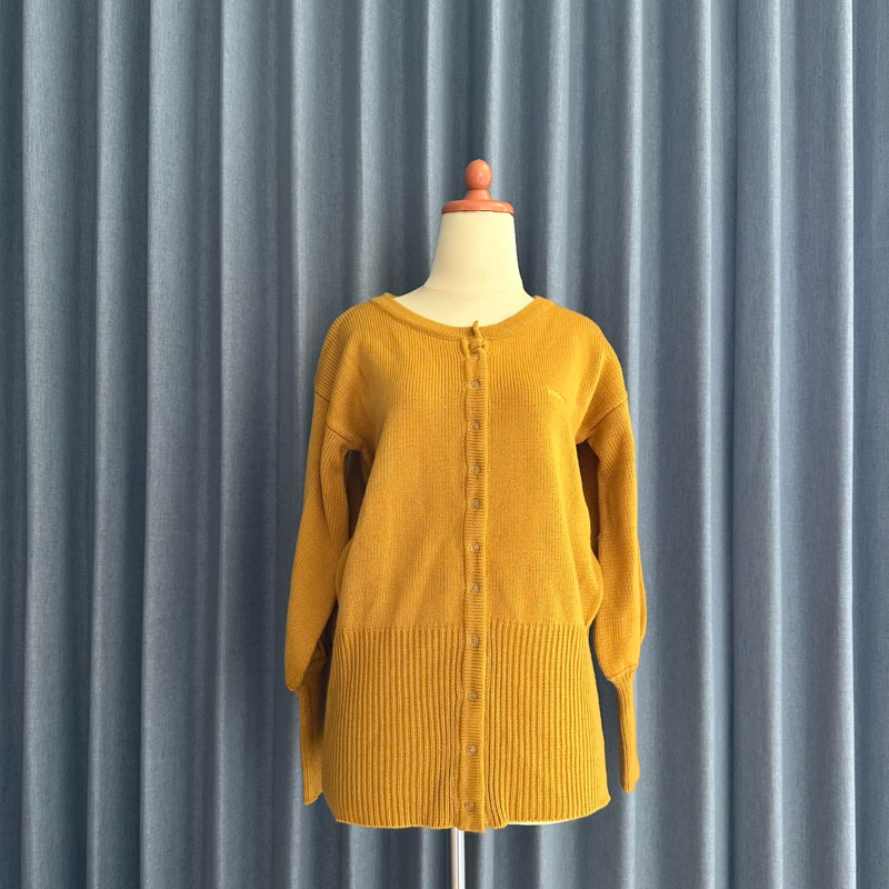 𝙋𝙍𝙀𝙇𝙊𝙑𝙀𝘿 Ninette Mustard Yellow Long Sleeve Buttons Knit Cardigan Basic Outer Rajut Fashion Wanita