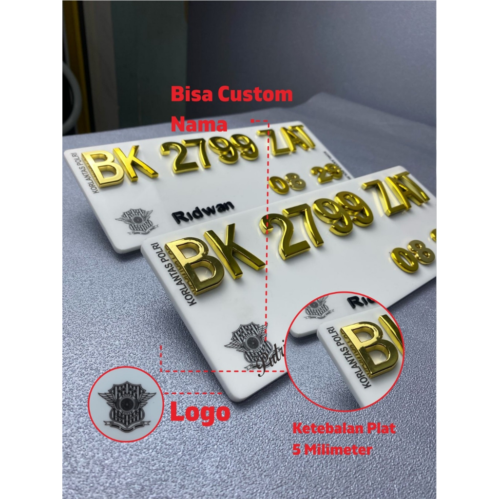 Plat Nomor  Motor - CEMBUNG GOLD MOTOR - UKURAN CUSTOM - TERMURAH