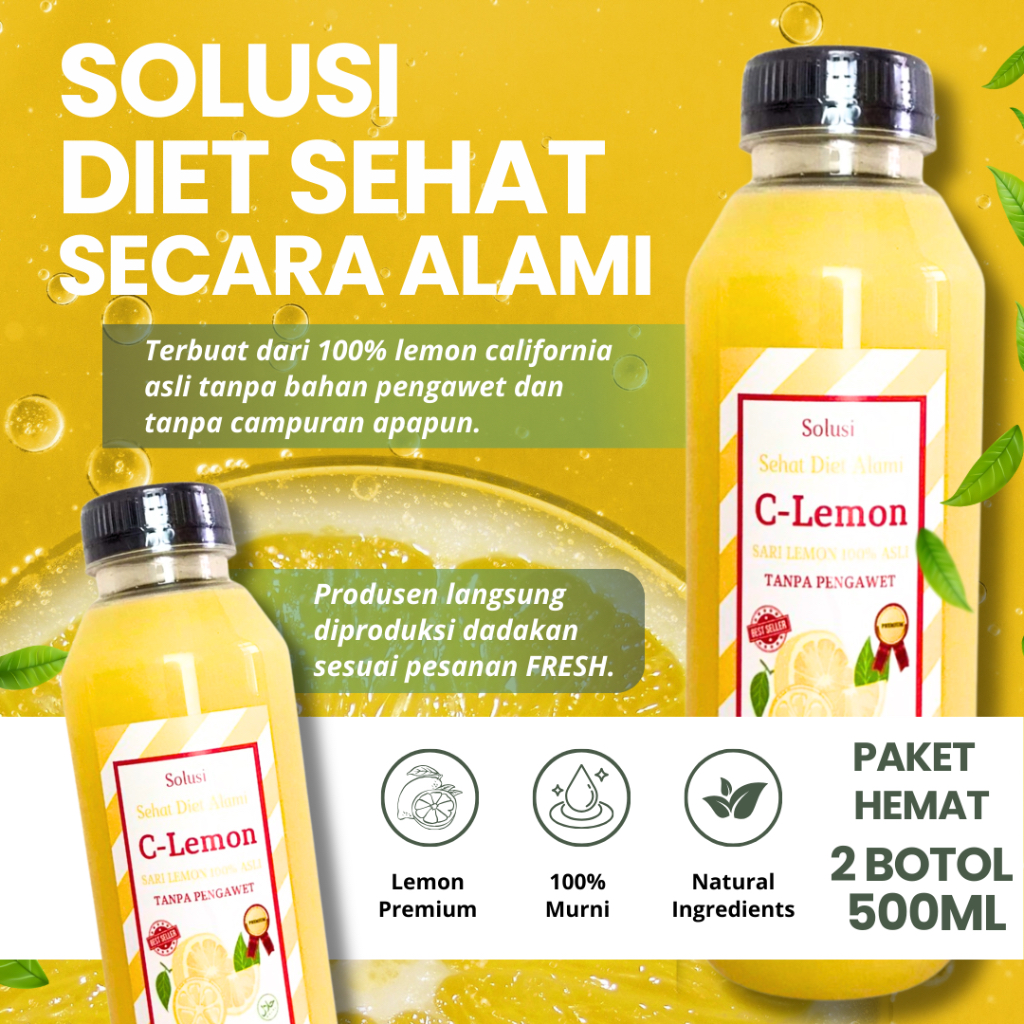 

Promo Paket Sari Lemon California 500ML 2 Botol Minuman Kesehatan Jus Diet Alami Kaya Vitamin C