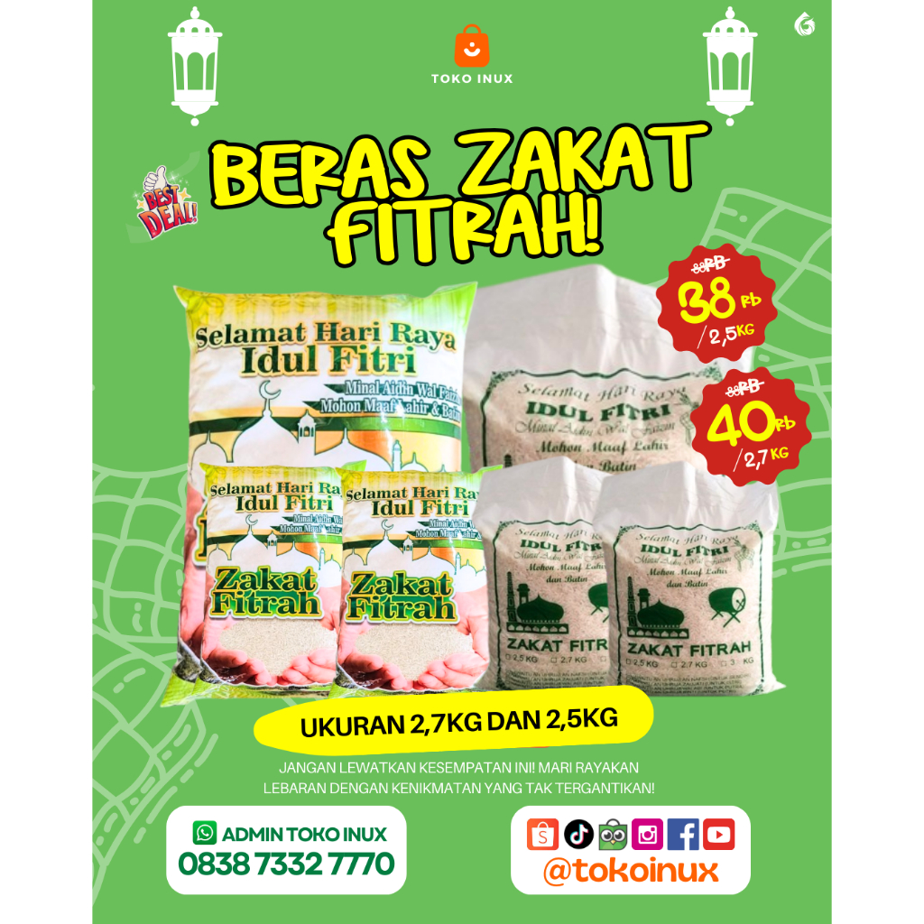 

Beras Zakat Fitrah Premium 2,7kg 2,5kg dan 3kg BERAS ZAKAT PREMIUM BERAS ZAKAT FITRAH BERAS ZAKAT HALAL BERAS ZAKAT FITRAH