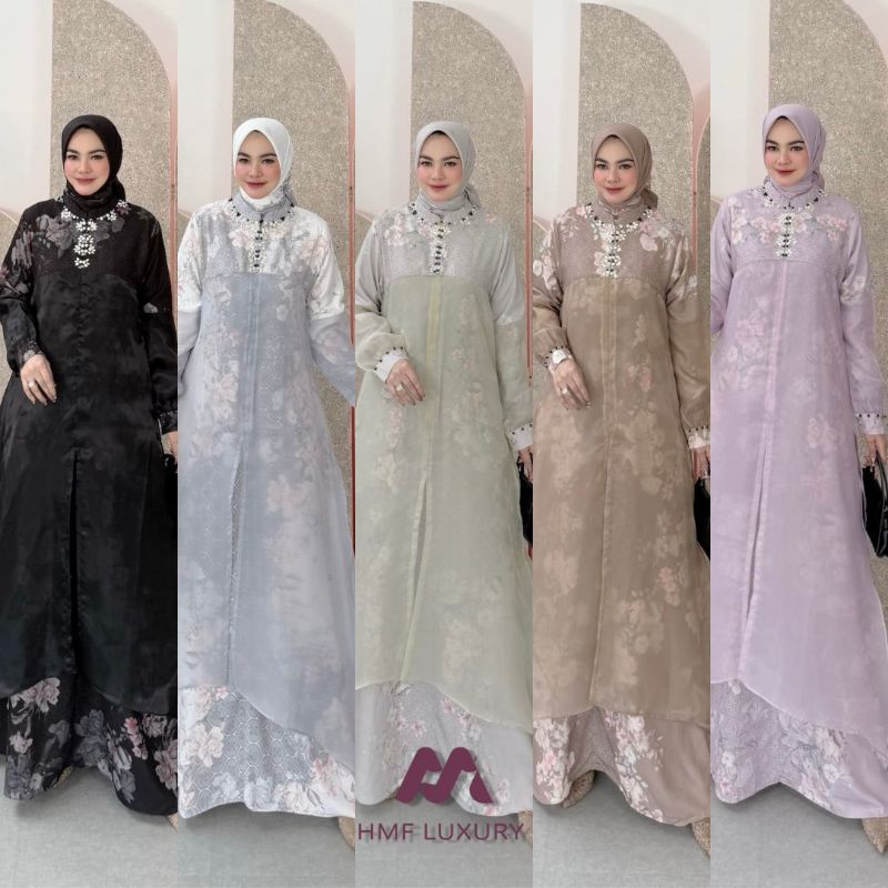 READY GAMIS HANNA DRESS SET HIJAB 2in1 PREMIUM ORI BY HMF LUXURY