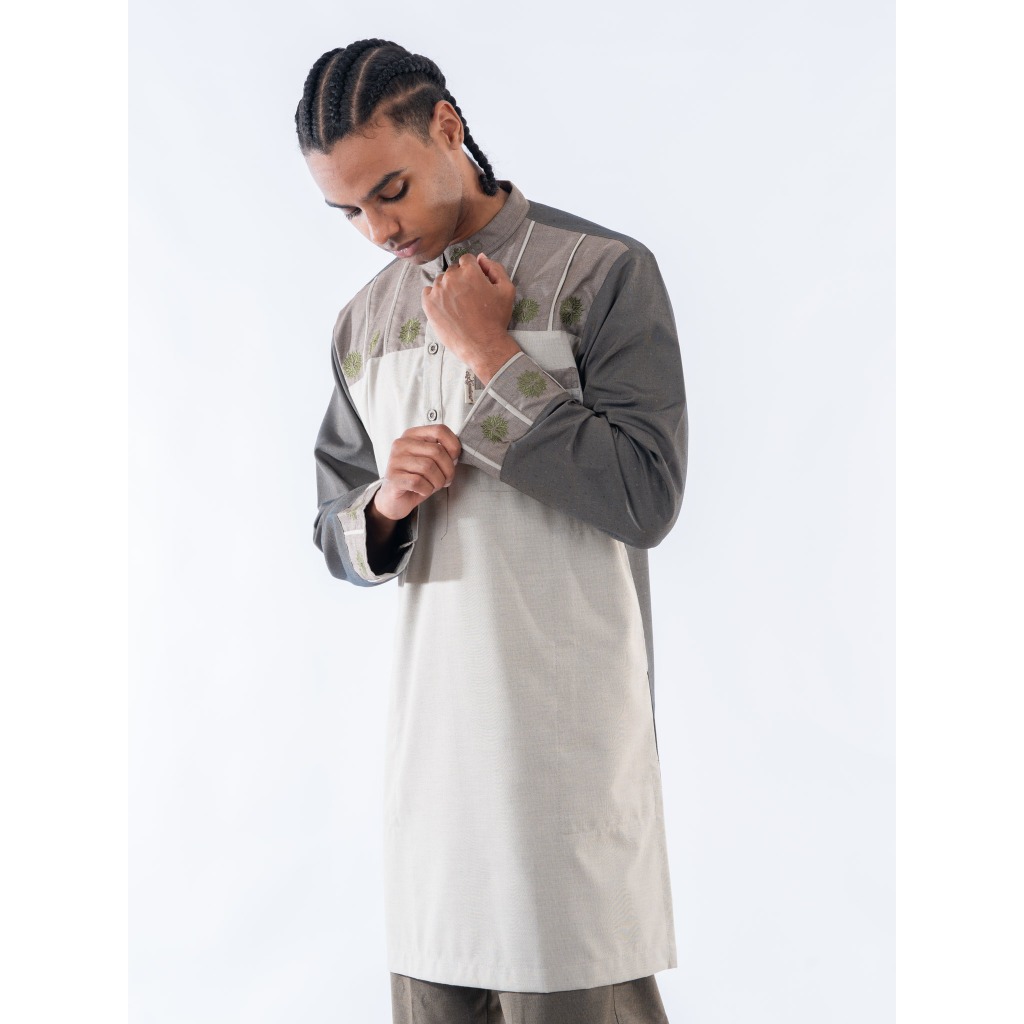 KAMILIANO Kurta Lengan Pendek Pria TABISH - COKLAT SUSU