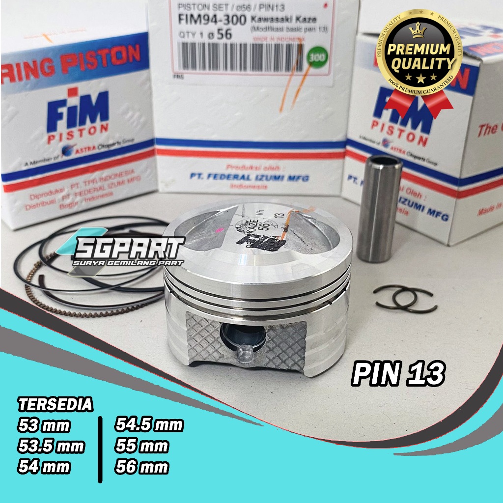SEHER PISTON FIM KAZE 53 53,5 54 54,5 55 56 Pin Pen 13 FIM IZUMI