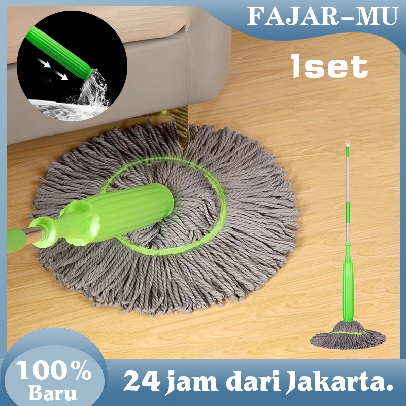 Pel Putar 360° Pel Peras Otomatis Twist Mop Pel Lantai Serbaguna Alat Pembersih Lap Lantai