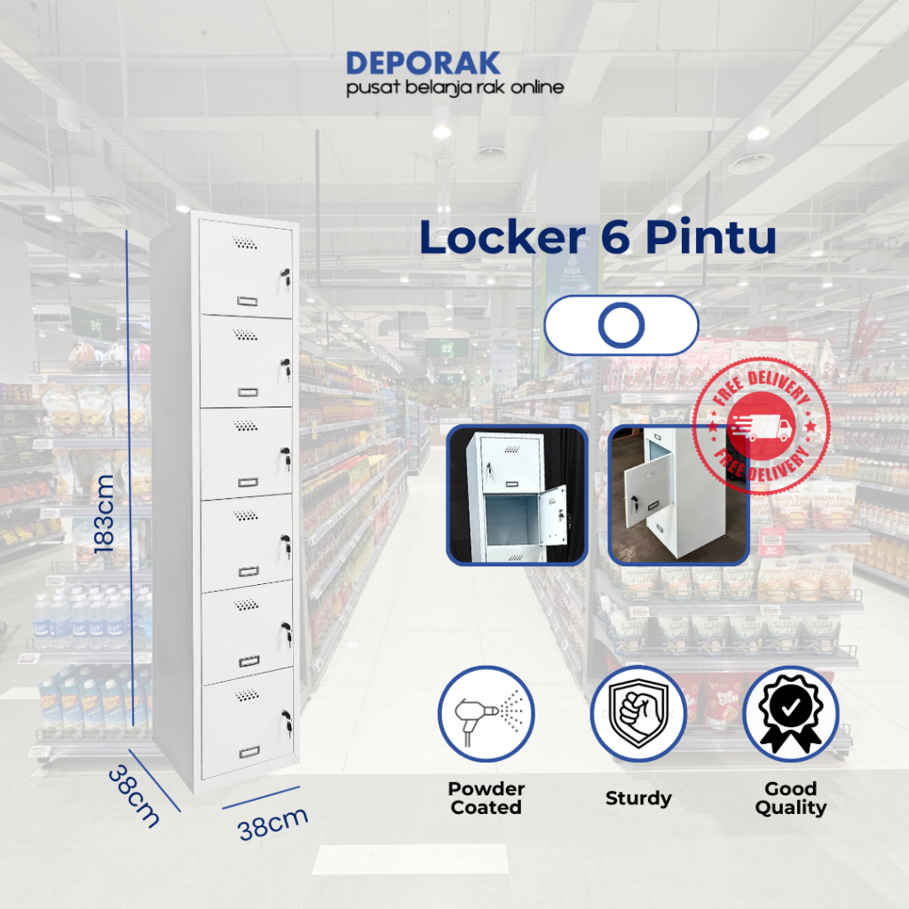 LEMARI LOCKER 6 PINTU / LOCKER SEKOLAH / LOCKER KANTOR / LEMARI BESI / LOKER BESI / LEMARI PAKAIAN /