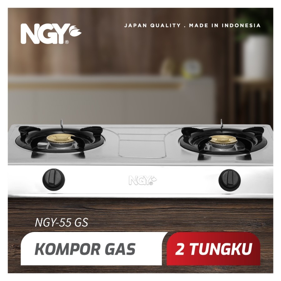 NGY Stain-Free Gas Stove / Kompor Gas Api 2 Tungku | NGY-555 NAGOYA