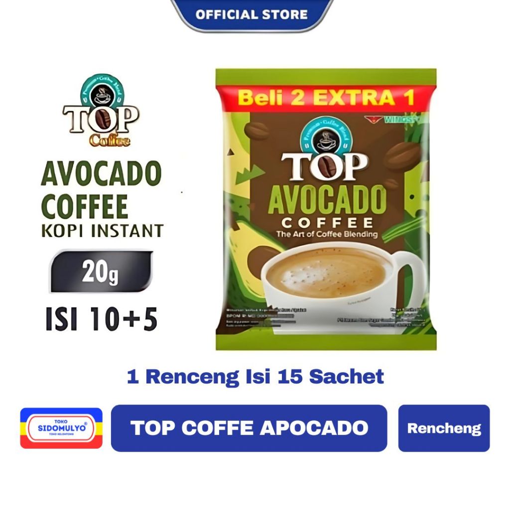 

TOP COFFEE AVOCADO 1 Renceng Isi 15 Sachet