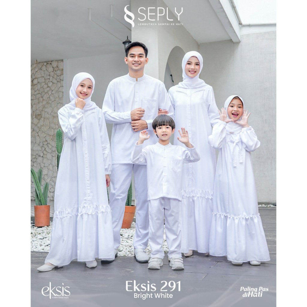 Sarimbit Couple Premium Family Set Seply Rayya Series Eksis Bright White Baju Lebaran Putih