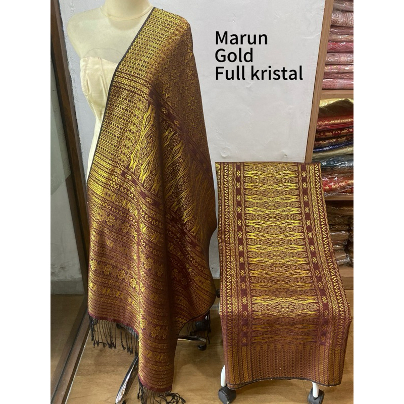 Songket Tumtuman Tanpa Sambungan Tenun Asli Seri Full Kristal TERBARU