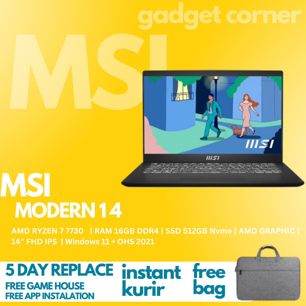Laptop Msi Modern 14 Ryzen 7 7730 16GB 512GB Windows 11 Home 14fhd ips office2021