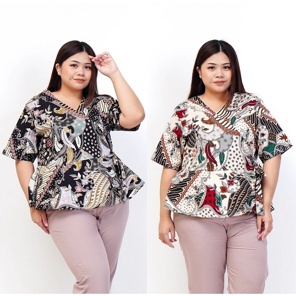 BAJU ATASAN BLOUSE BATIK BIG SIZE JUMBO MODERN WANITA PREMIUM 628 A XXL XXXL OVERSIZE LD 120 CM BAJU