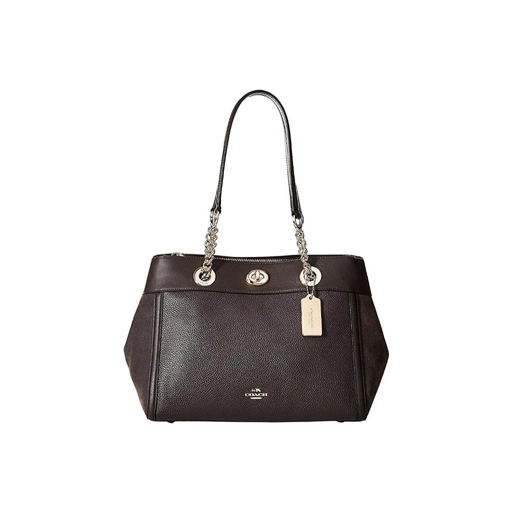 Original 100% Tas COACH Tas Wanita Shoulder Bag Bags Womens Mixed Leather Turnlock Chain Edie