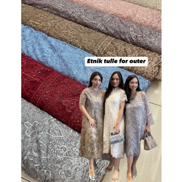 brokat kebaya / brokat etnik payet squin / brokat tulle outer/tile squeen/tile payet/tile etnik/tile