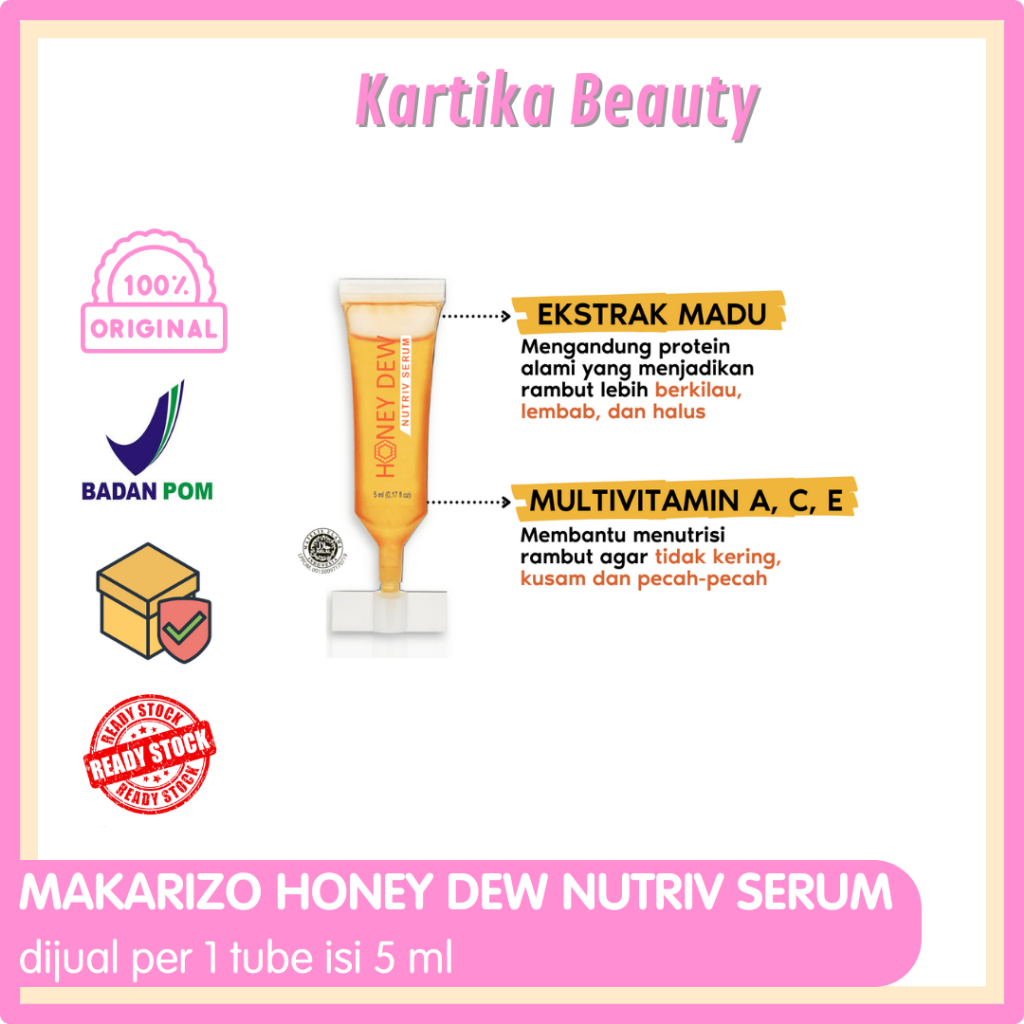 [DIJUAL SATUAN PER TUBE 5 ML] MAKARIZO HONEY DEW SERUM RAMBUT KECIL TUBE 5 ML NUTRIV KUNING / RESTRU