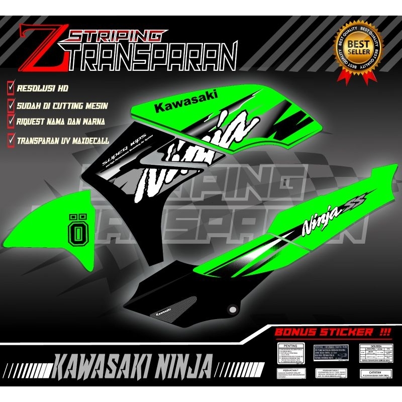 Striping Ninja SS Hijau custom Transparan UV MAXDECAL bisa request