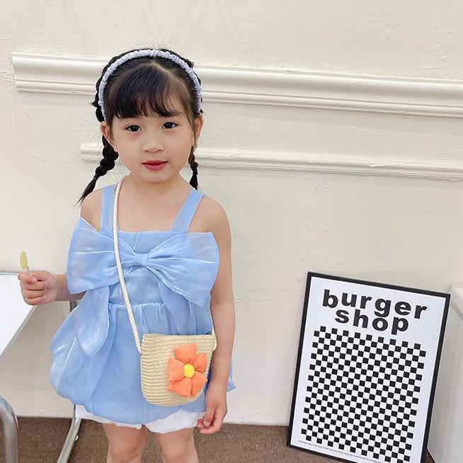 KODE D36J JY92 Tas Anak Rajut Sling Bag Tas Anyam Bunga Vintage Impor