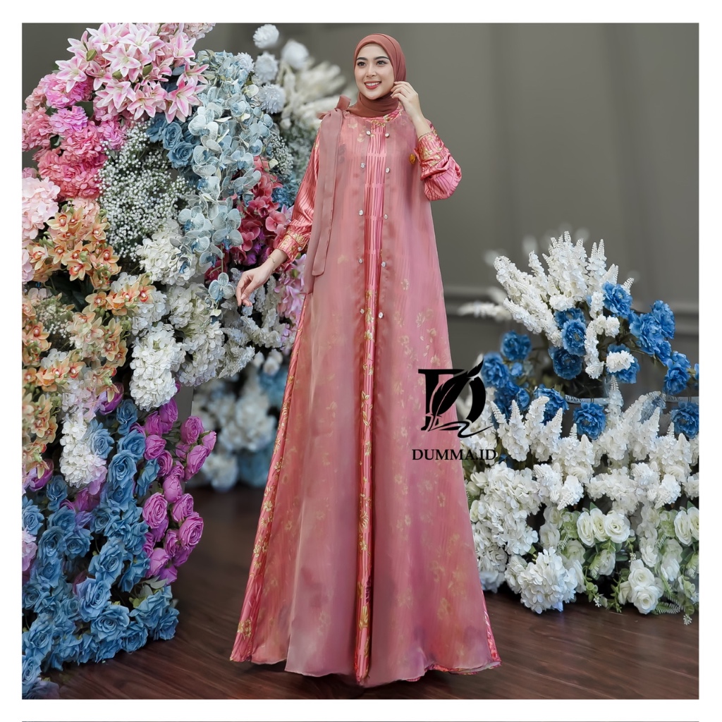 Dumma.id - Pakaian Wanita  Gafra Luxury Dress  Silk Arabian Mix Organza  Gamis Cantik