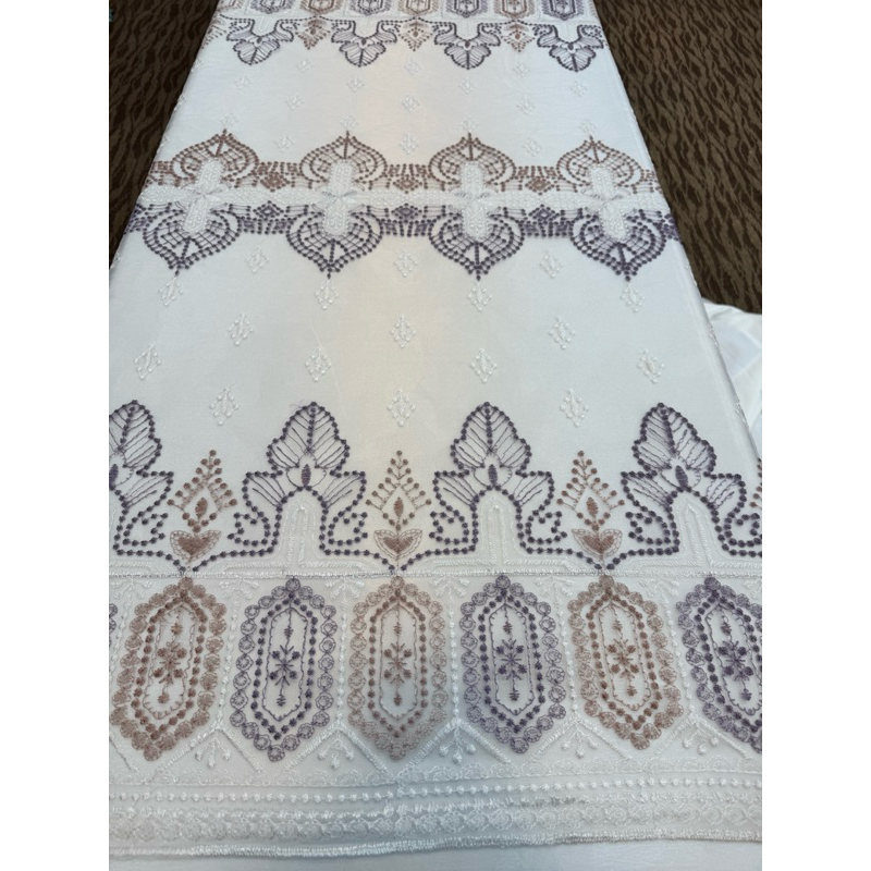 KAIN TILLE PUTIH BORDIR WARNA || Harga Per Setengah Meter (50 cm)