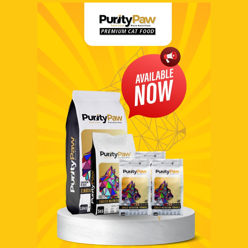 Purity Paw 1.2kg 5kg 10kg Makanan kucing Kering All Stage, Daging Ayam 45%