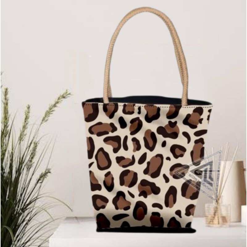 TOTE BAG WANITA/TOTE BAG TALI SUMBU LEOPARD