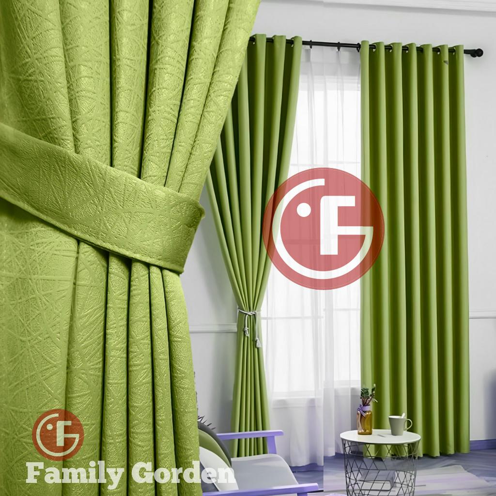 Gorden Blackout Ruang Tamu Minimalis Gordyn Jendela Gordeng Pintu Hordeng Polos Warna Hijau