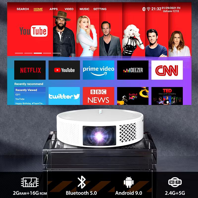 TRIPSKY T269 Proyektor ANDROID Smart Projector 230 ANSI Lumens
