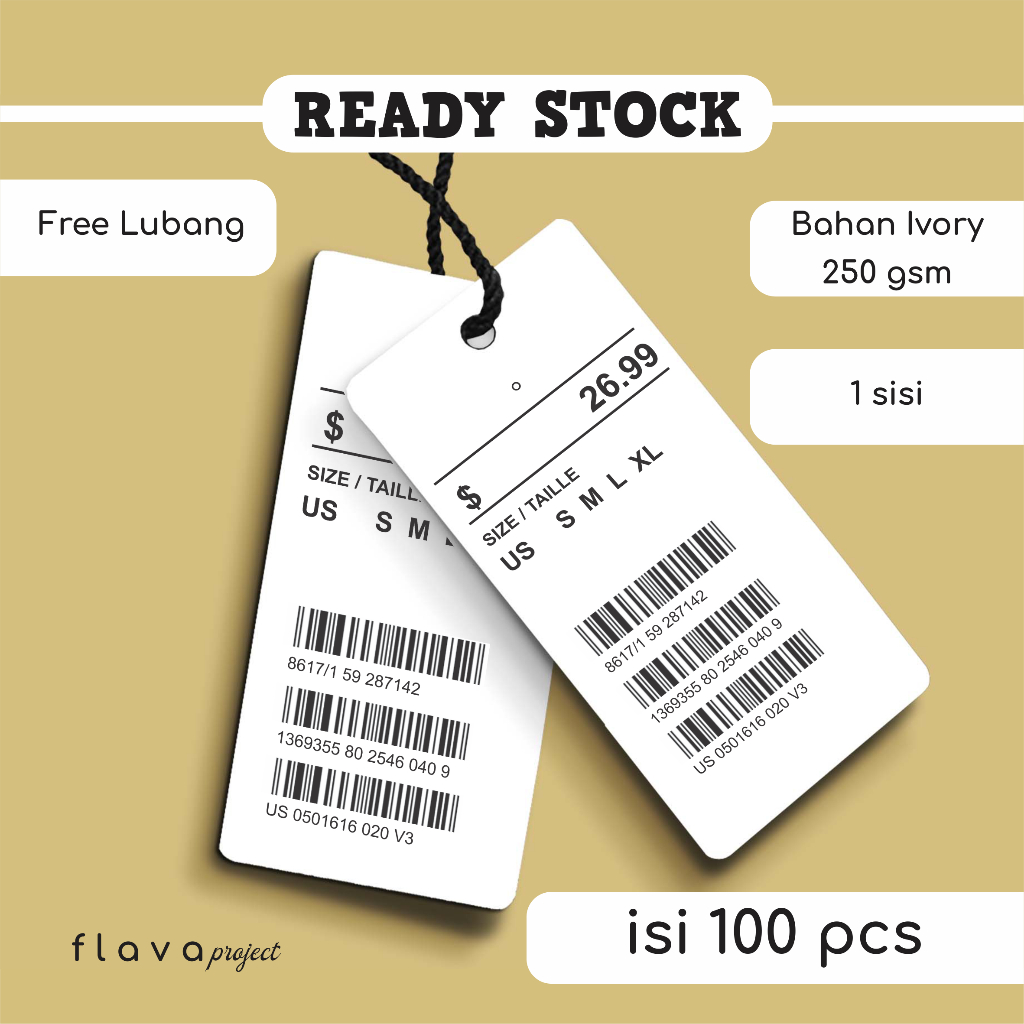 Hangtag Polos Isi 100 pcs | hang tag thrift | label baju | label harga | bandrol merk