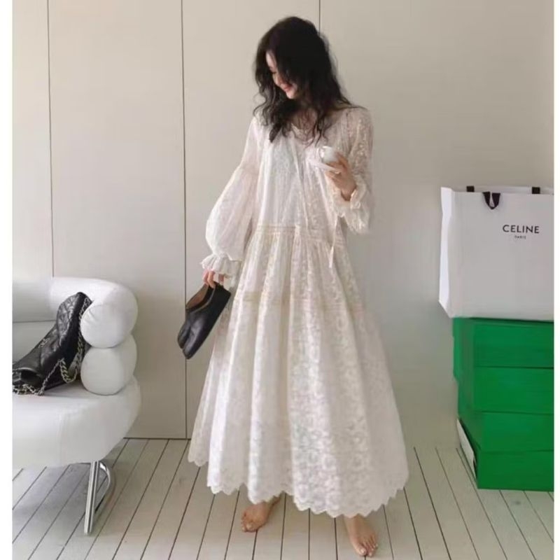 14019 ELBERTA LACE BABYDOLL DRESS PREMIUM DRESS KOREAN IMPORT