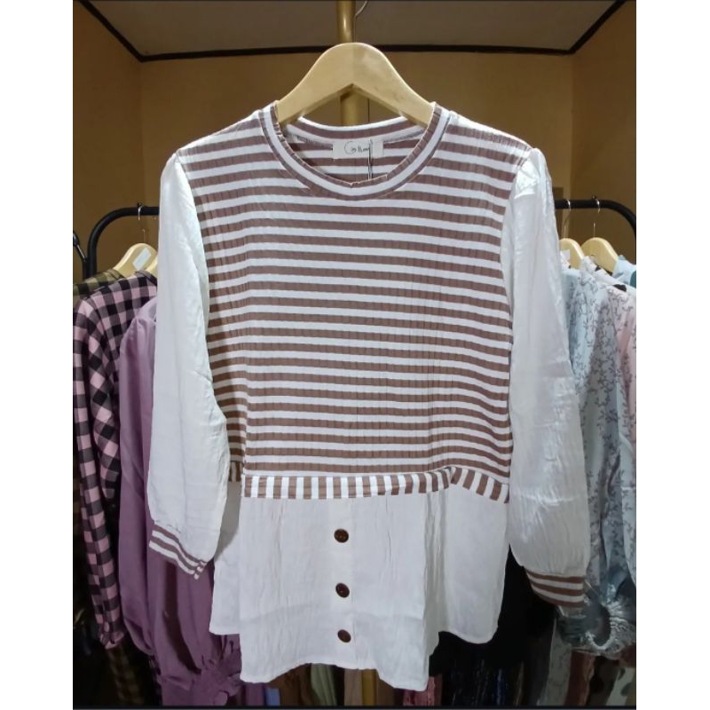 KEMEJA / BLOUSE  WANITA IMPORT BAHAN KATIN SILKY/KATUN PREMIUM KOMBINASI BAHAN KNIT