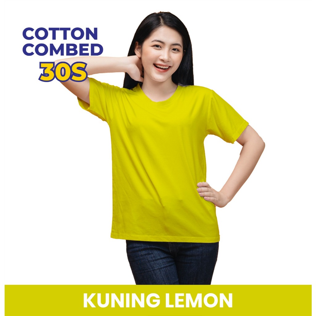 Kaos polos Kuning Lemon unisex / Kaos Polos cotton combed 100% 30s / Pakaian Pria / Kaos polos premi