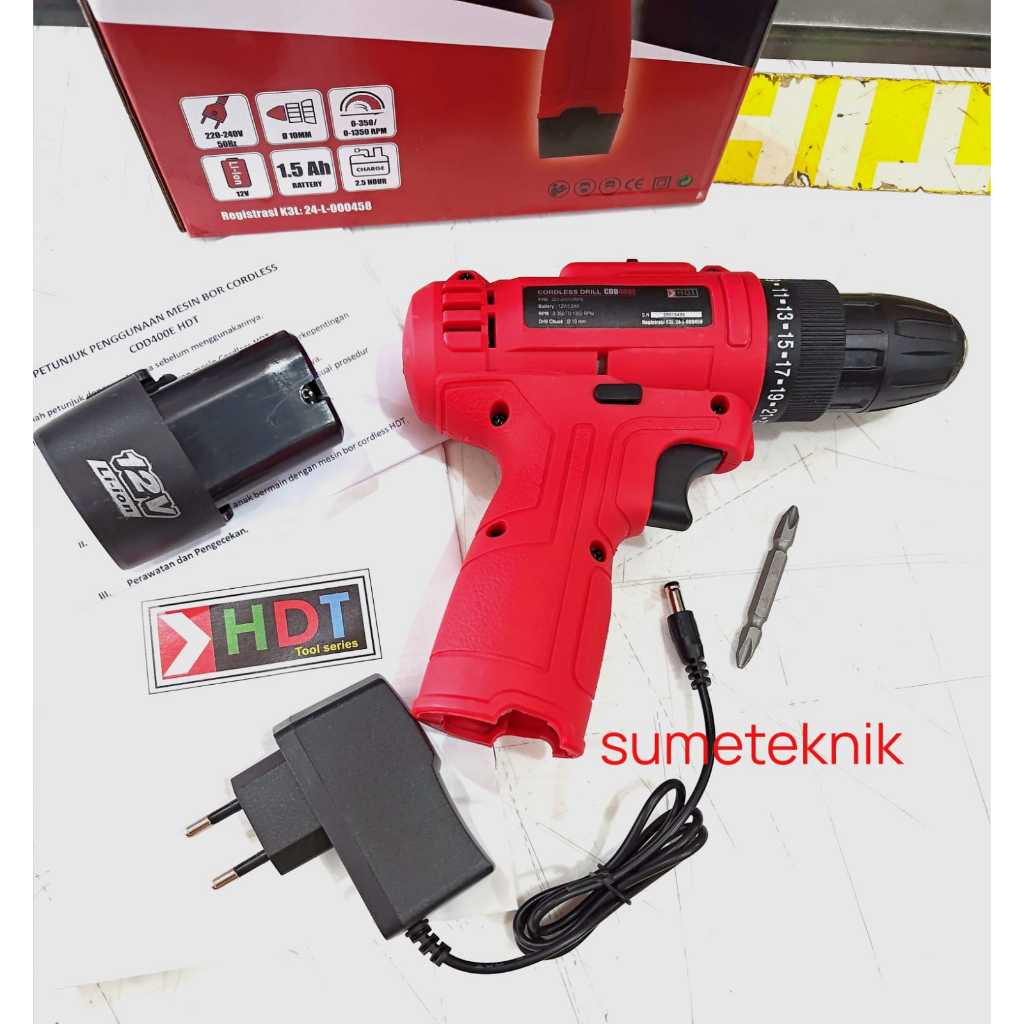 Bor Cas HDT CDD400E 12V 1Batre Cordless Drilll HDT 1 Batre 12V Bor Cas  CDD400E HDT 12V 10MM Cordles