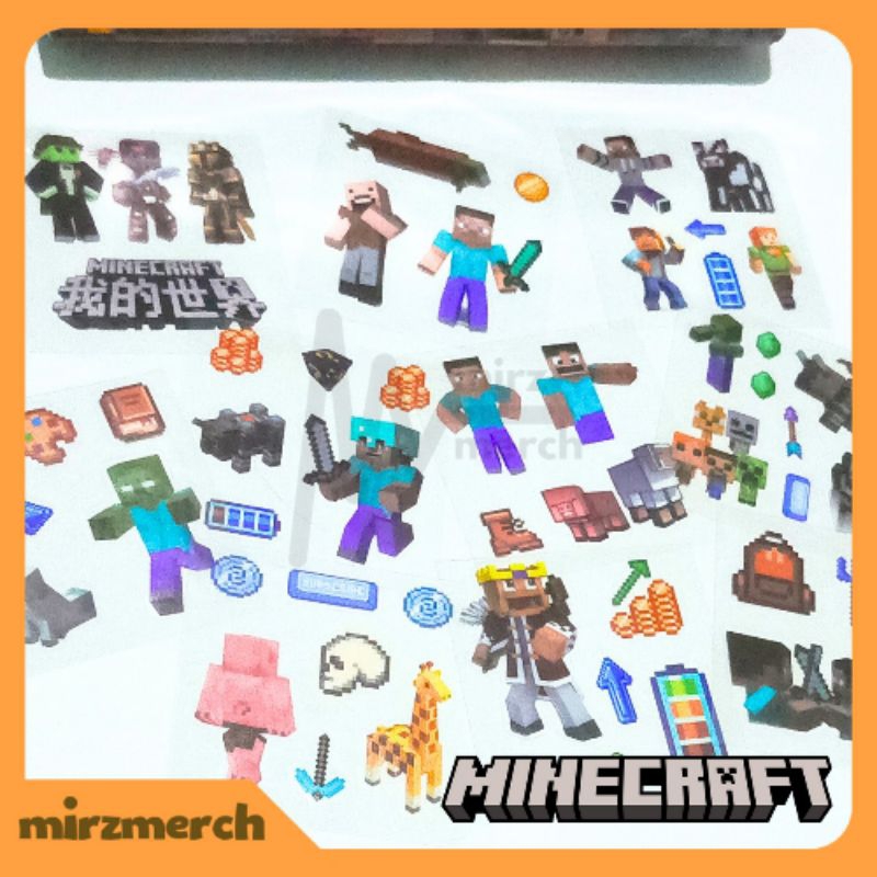 

Sticker Anak Karakter Minecraft Lucu Korea Aesthetic Ecer Isi 5 Lembar/10 Lembar Waterproof Murah
