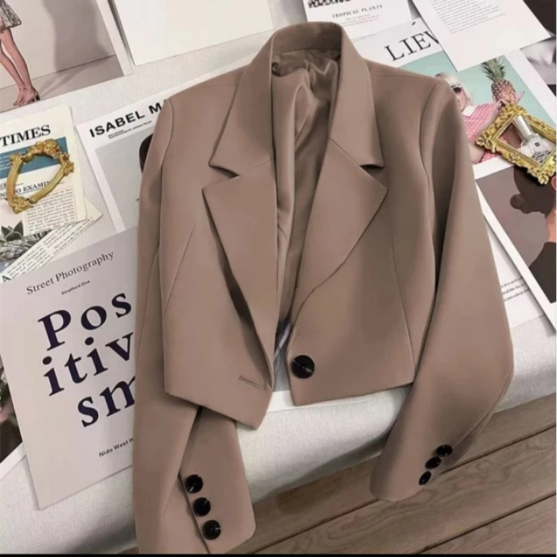 Jas Crop Blazer | Atasan Blazer Crop Wanita Lengan Panjang High Twist