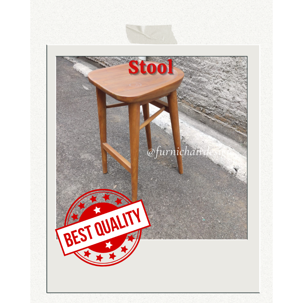 Jual Kursi Stool, Kursi Bar, Bar Chair, Kursi Cafe Minibar Kayu Jati Kokoh