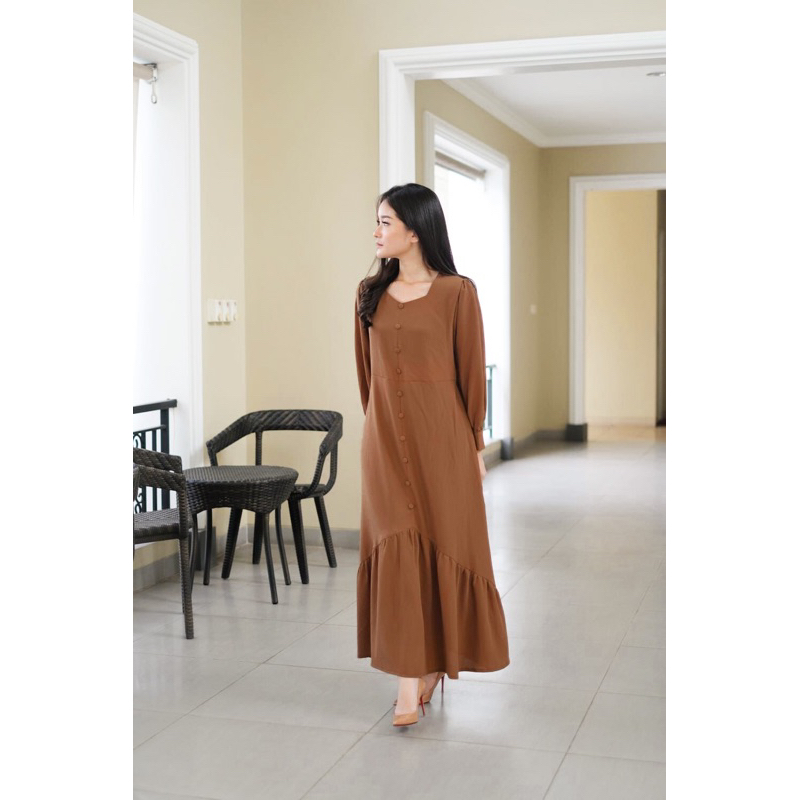 RULE LABEL Alesha Dress - Pakaian Dress Maxi Wanita Lengan Panjang