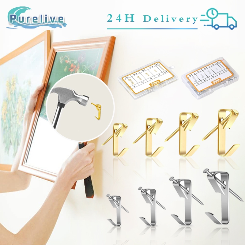 50PCS Paku Gantungan Dinding Frame Foto Gantungan Paku Dinding Tanpa Bor Paku Bingkai Foto